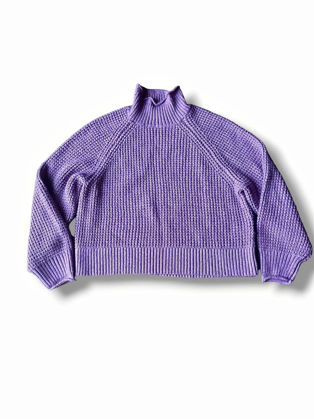 American Eagle Dreamspun Cropped Mock Neck Sweater Purple L NWOT